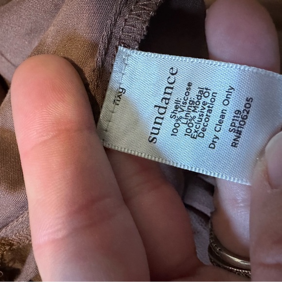 Sundance Smocked Waist Flowy Wide Leg Pants Womens Brown - Picture 6 of 7